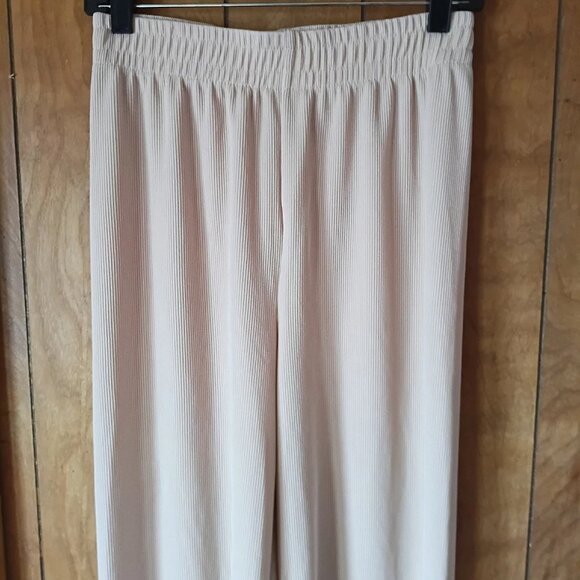 New Mix Women's Beige Elastic Waist Pants Size L - Picture 2 of 5